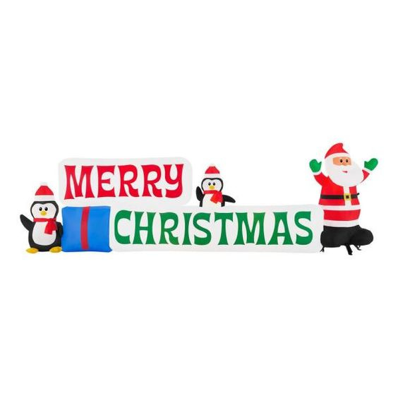 Santa with Merry Christmas Sign Inflatable